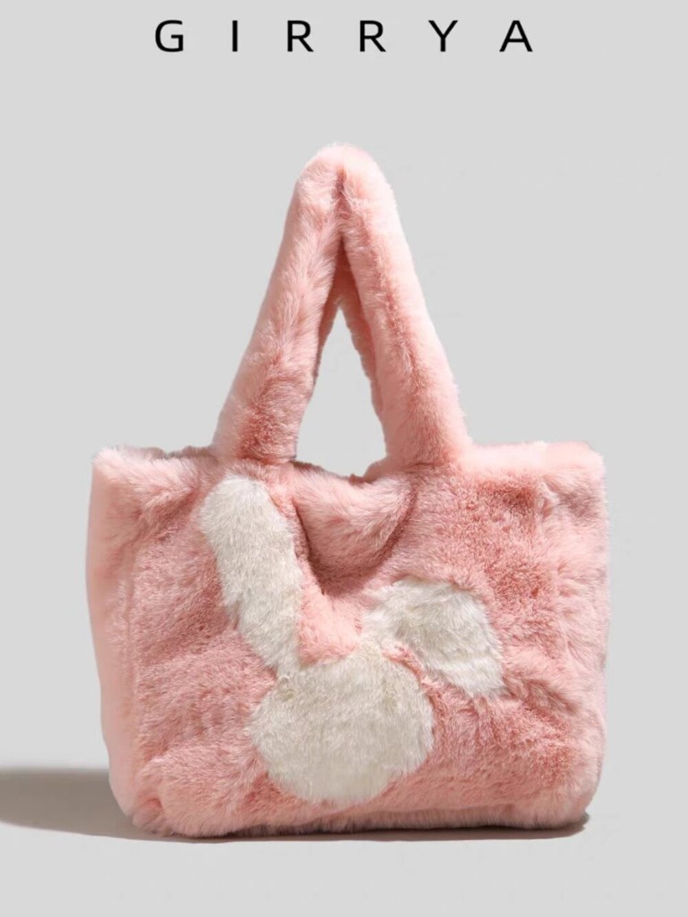Pink Faux Fur Shoulder Bag for Women Winter Handbag Magnetic Closure